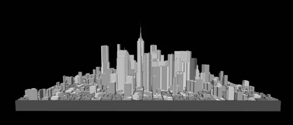 3D-Modell der Stadt. Vektorillustration. Frontansicht. — Stockvektor