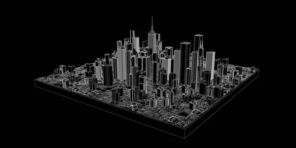 3d 城市模型。向量概述例证 — 图库矢量图片