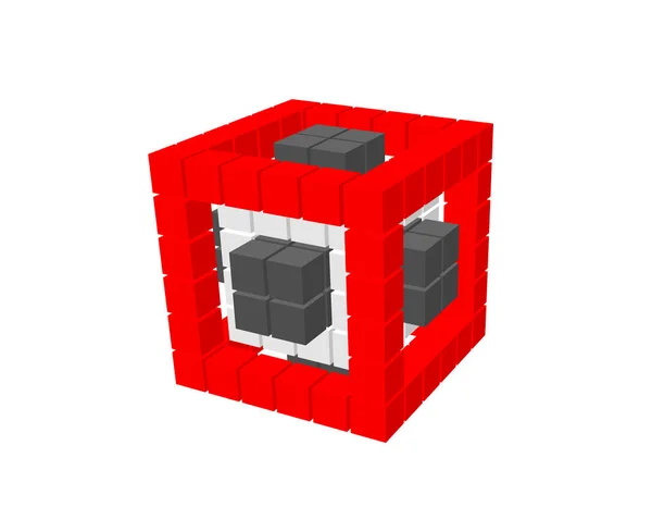 Cubo 3d abstracto de cubos. Aislado sobre fondo blanco . — Vector de stock