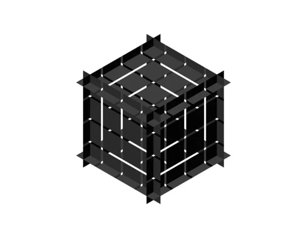 추상 다각형 깨진 큐브. 3d 벡터 일러스트입니다. Isometri — 스톡 벡터