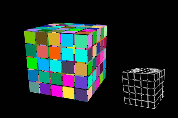 Abstrakter polygonaler Würfel mit Schnitten. 3D-Vektor-Illustration. — Stockvektor