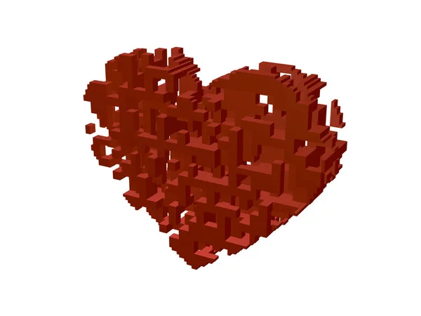 Abstrakt 3D-konstruktion i form av hjärta. Vektor illustration. — Stock vektor