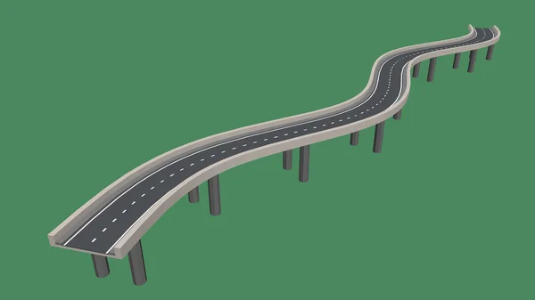 Strada curva su supporti. Illustrazione vettoriale 3d . — Vettoriale Stock