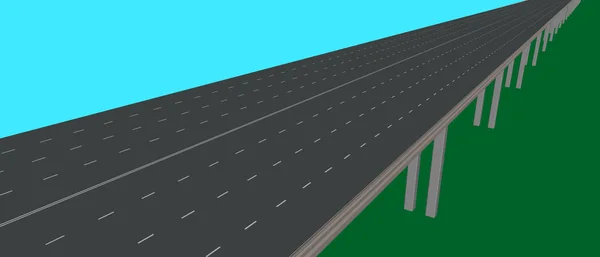Highway on Supports. 3D vector illustratie. — Stockvector
