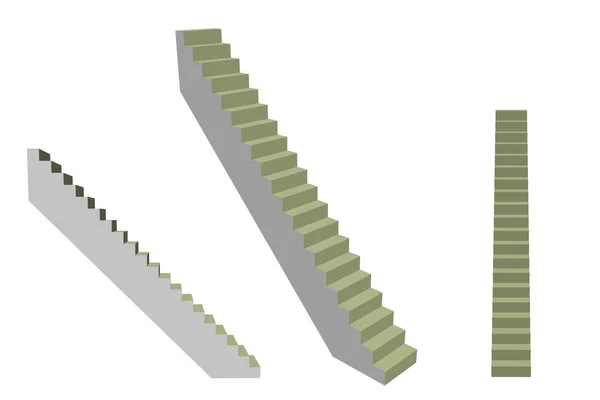 走楼梯。被白色背景隔离。3d矢量说明. — 图库矢量图片