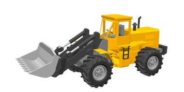 Buldozer. Beyaz arka plan üzerinde izole. Vektör çizim.
