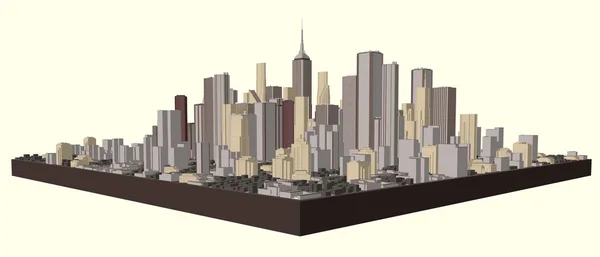 Modelo 3D de ciudad. Ilustración vectorial — Archivo Imágenes Vectoriales