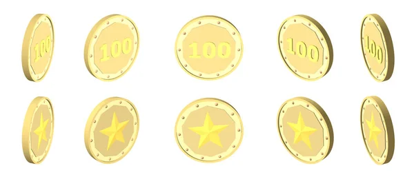 Conjunto de moedas de sequência. Isolado em fundo branco. Vector illustra — Vetor de Stock