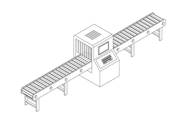 Nastro trasportatore vuoto con monitor. Illustrazione dello schema vettoriale — Vettoriale Stock