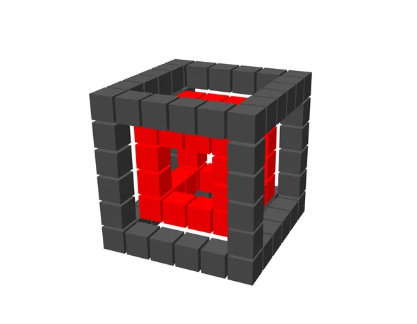 Cubo astratto 3d dai cubi. Isolato su sfondo bianco . — Vettoriale Stock