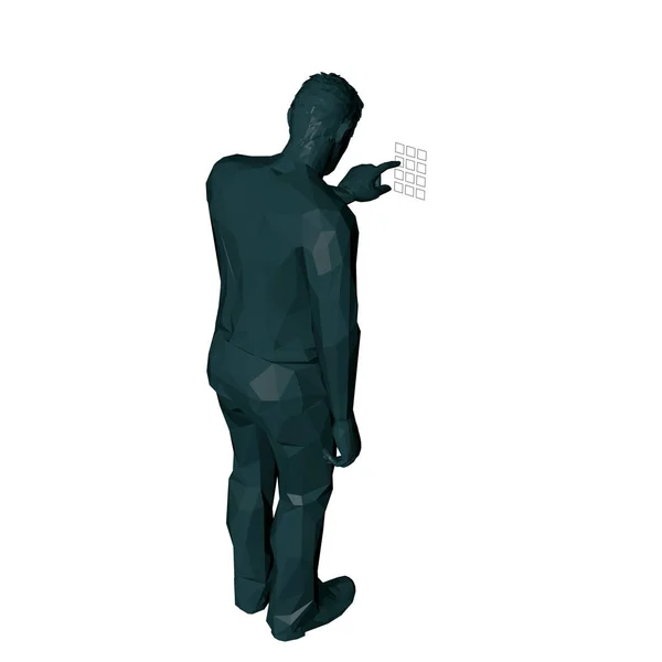 L'homme entrant le code PIN. Illustration vectorielle 3d Low poly . — Image vectorielle