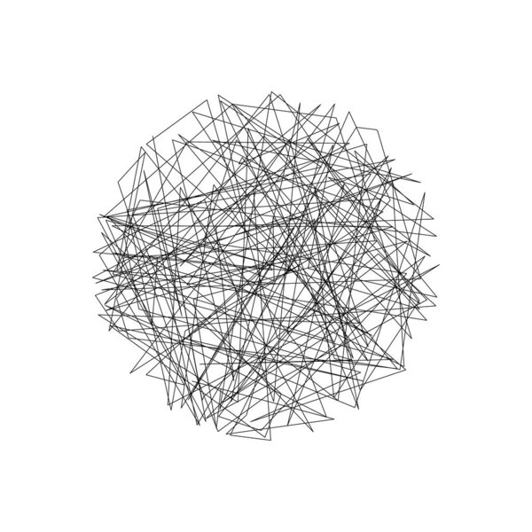 Tangled circle clew. Vector outline illustration.