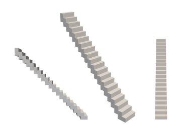 Merdiven boşluğu. Beyaz arka planda izole edilmiş. 3d Vektör illüstrasyonu. 
