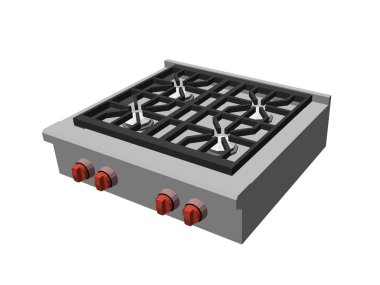 Gaz sobası. Beyaz arka planda izole edilmiş. 3d Vektör illüstrasyonu.