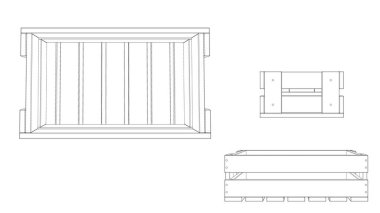 Boş tahta sandık. Vektör anahat çizimi