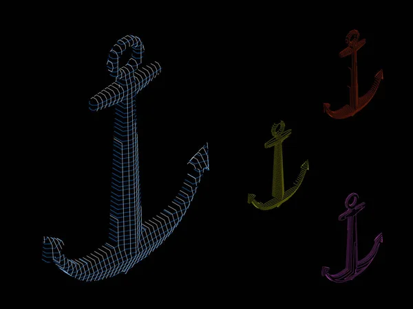 Nautical anchor carcass. Vector outline illustration. — Stock Vector