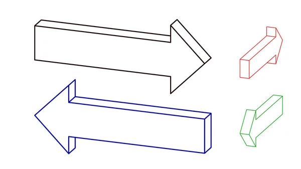 Juego de letreros de flecha 3d. Aislado sobre blanco. Esquema vectorial. Dimétrico p — Archivo Imágenes Vectoriales