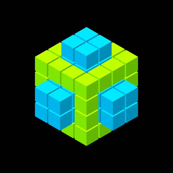 Абстрактна 3d форма з кубиків. Векторні ілюстрації. Ізометричний профіль — стоковий вектор