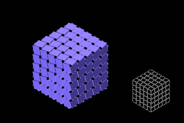 Cubo quebrado poligonal abstrato. Ilustração vetorial 3d. Isometr —  Vetores de Stock