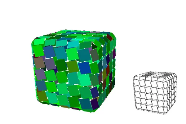Cube cassé polygonal abstrait. Isolé sur fond blanc. Ve — Image vectorielle