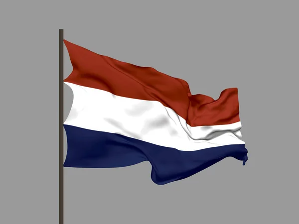 Viftande flagga av Nederländerna. Vektorillustration. — Stock vektor