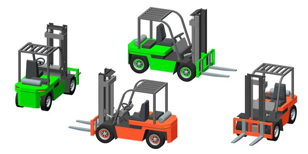 Forklift truck. Isolated on white. 3d Vector illustration. — Stock Vector