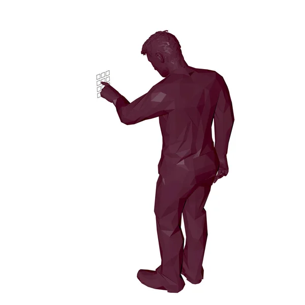Hombre ingresando código pin. 3d baja poli vector ilustración . — Archivo Imágenes Vectoriales