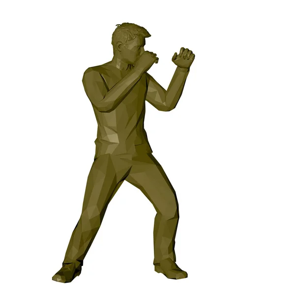 Hombre de boxeo. 3d baja poli vector ilustración . — Archivo Imágenes Vectoriales