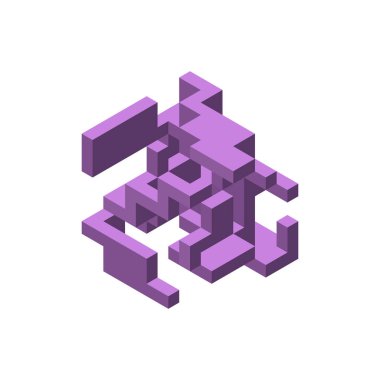 Soyut 3d inşaat. Beyaz arka plan üzerinde izole. Ben vektör