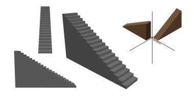 Merdiven seti. Beyaz arka planda izole edilmiştir. 3D vektör ıllustrati