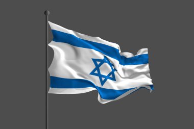 İsrail bayrağı sallıyor. 3B resimleme.