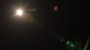 Siyah arka planda mercek patlaması etkisi. Dijital renkli illüstrasyon.