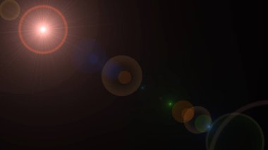 Siyah arka planda mercek patlaması etkisi. Dijital renkli illüstrasyon.