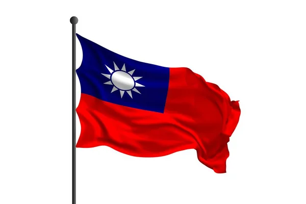 Zwaaiende Vlag Van Taiwan Weergave Illustratie — Stockfoto