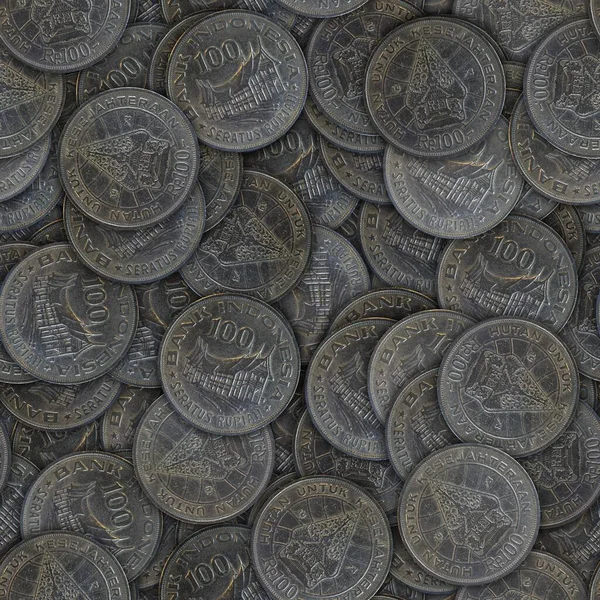 硬币的背景 无缝图案 印度尼西亚卢比 — 图库照片