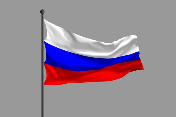 飘扬的俄罗斯国旗 3D渲染说明 — 图库照片