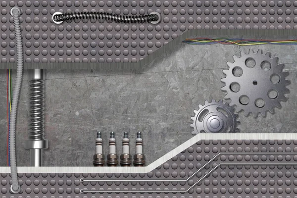 금속은 산업적 배경에 영향을 주었다 렌더링 일러스트 — 스톡 사진