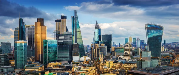 London England Panoramablick Auf Die Skyline Von Bank Und Kanariensteg — Stockfoto