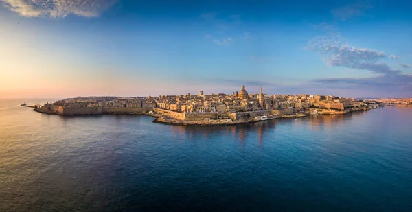 Valletta Malta Luchtfoto Panoramisch Skyline Van Valletta Bij Zonsopgang Met — Stockfoto