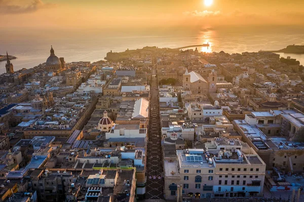 Valletta Malta Nascer Sol Antiga Cidade Valletta Cima Com Triq — Fotografia de Stock