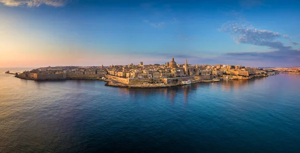 Valletta Malta Luchtfoto Panoramisch Skyline Van Valletta Bij Zonsopgang Met — Stockfoto