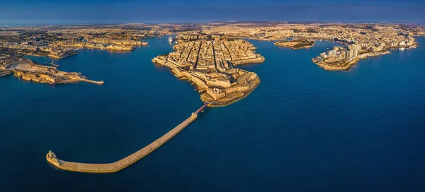 Valletta Malta Luchtfoto Skyline Van Het Panoramische Uitzicht Valletta Sliema — Stockfoto