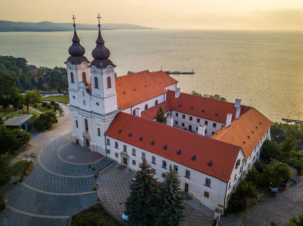 Tihany Hongarije Luchtfoto Van Beroemde Benedictijner Klooster Van Tihany Tihany — Stockfoto