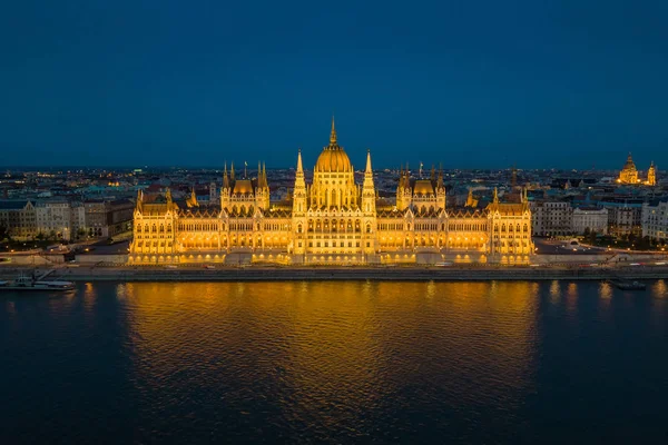 Budapest Ungheria Veduta Aerea Dell Ora Blu Del Parlamento Ungherese — Foto Stock