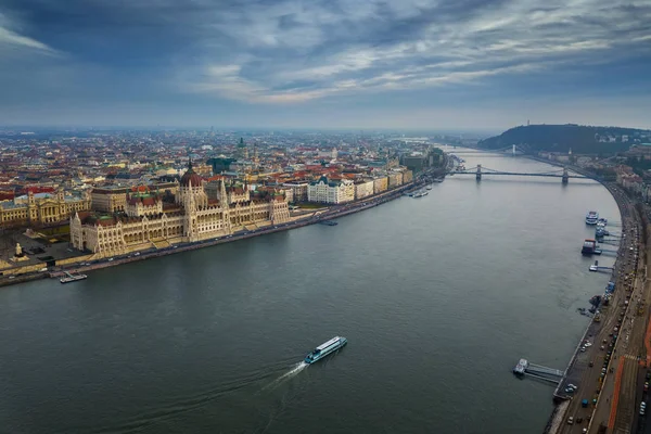 Budapest Hungary Aerial Panoramic View Centre Budapest Parliament Building Stephen — стоковое фото