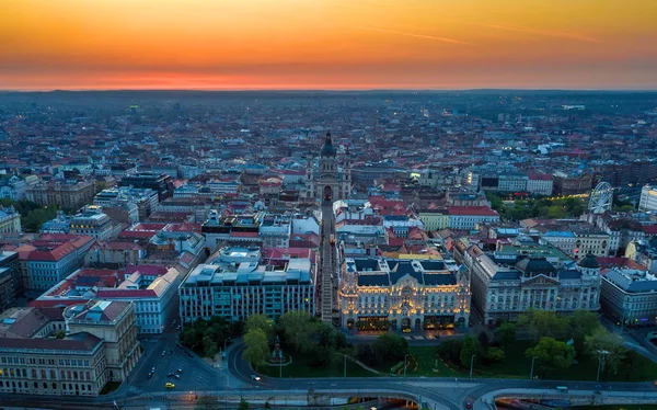 Budapest Hongrie Vue Aérienne Panoramique Budapest Avec Célèbre Basilique Saint — Photo