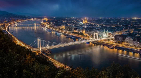 Budapest Magyarország Budapest Légi Panorámás Látképe Kék Óra Nézet Tartalmazza — Stock Fotó