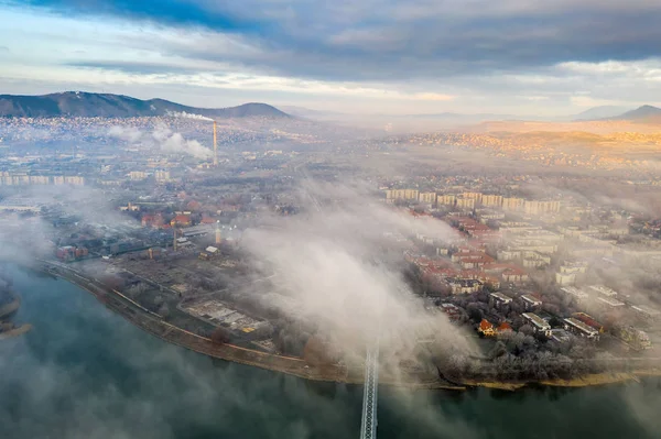 Budapest Ungarisch Sonnenaufgang Über Den Wolken Bekasmegyer Distrikt Und Buda — Stockfoto
