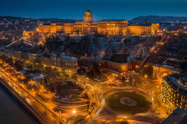 Budapest Hongrie Vue Aérienne Place Clark Adam Avec Palais Royal — Photo