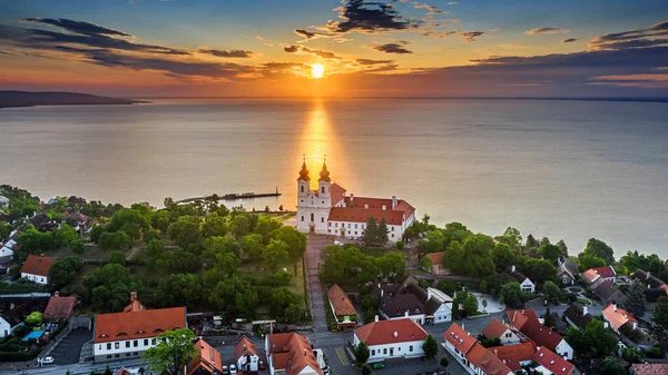 Tihany Hungary Aerial Skyline View Famous Benedictine Monastery Tihany Tihany — стокове фото